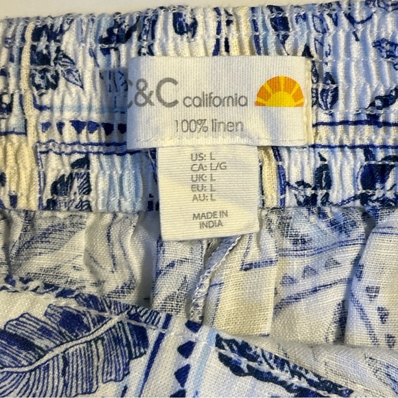 C&C California Women’s 100 % Linen Relaxed Wide Leg Crop Pant Size Large BOHO - Picture 6 of 11